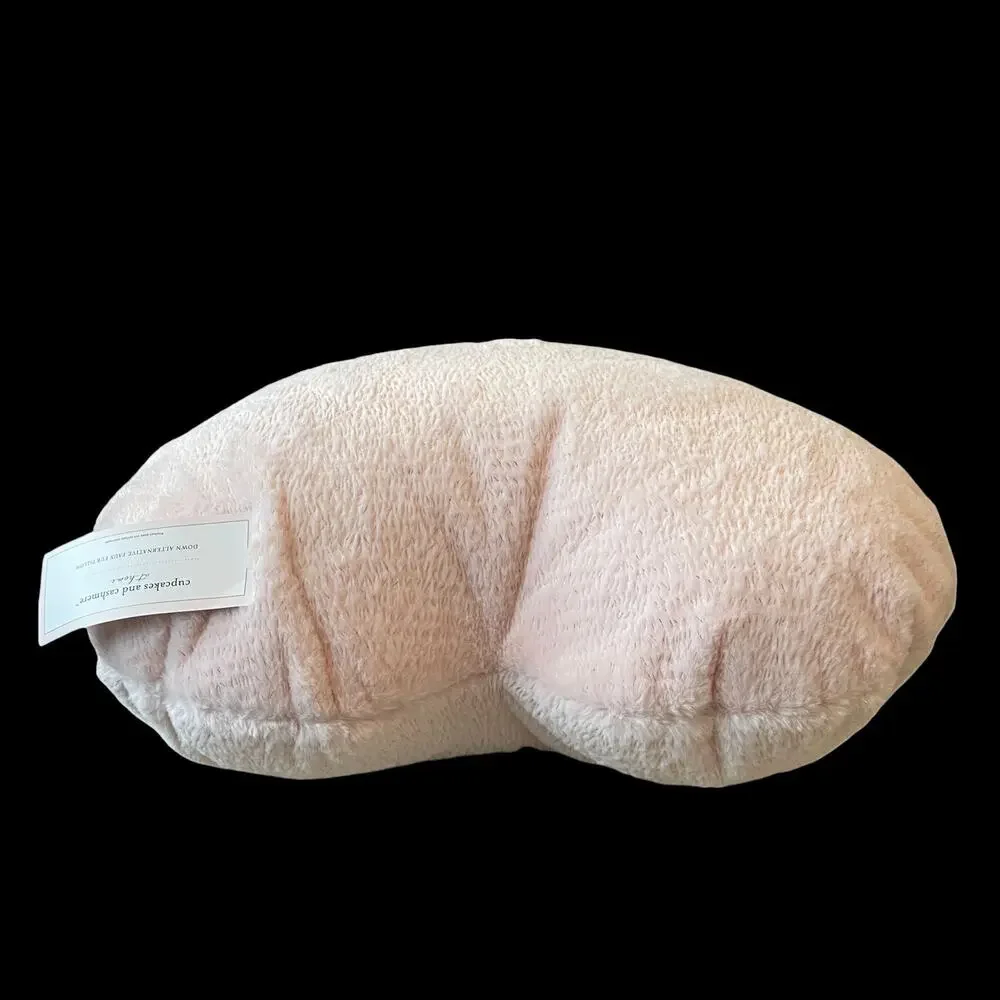 CUPCAKES AND CASHMERE Faux Fur Heart Shaped Pillow  20x20  Posh Pastel Pink NEW